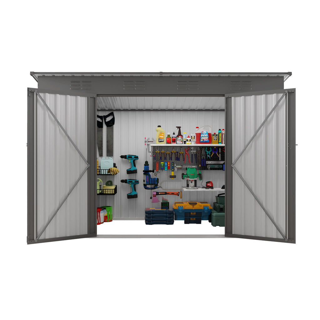 Outdoor Storage Shed, Tool House With Sloping Roof - Gray