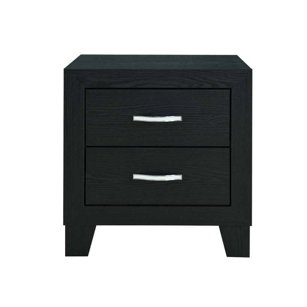 Black Modern Nightstand with Storage Drawers - Carlos