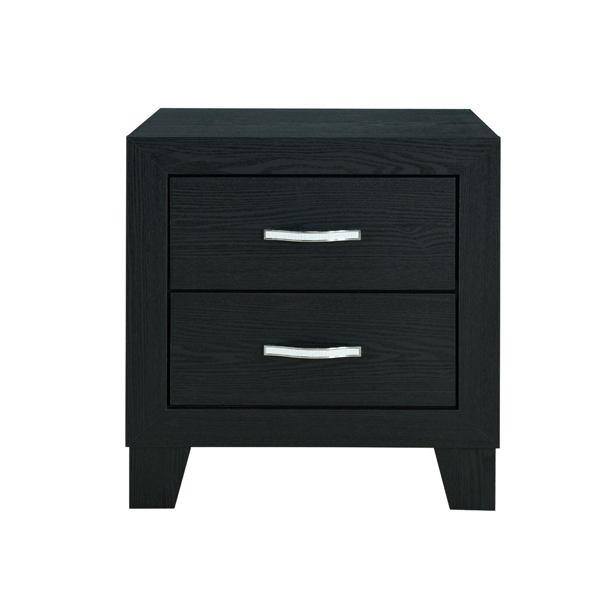 Black Modern Nightstand with Storage Drawers - Carlos
