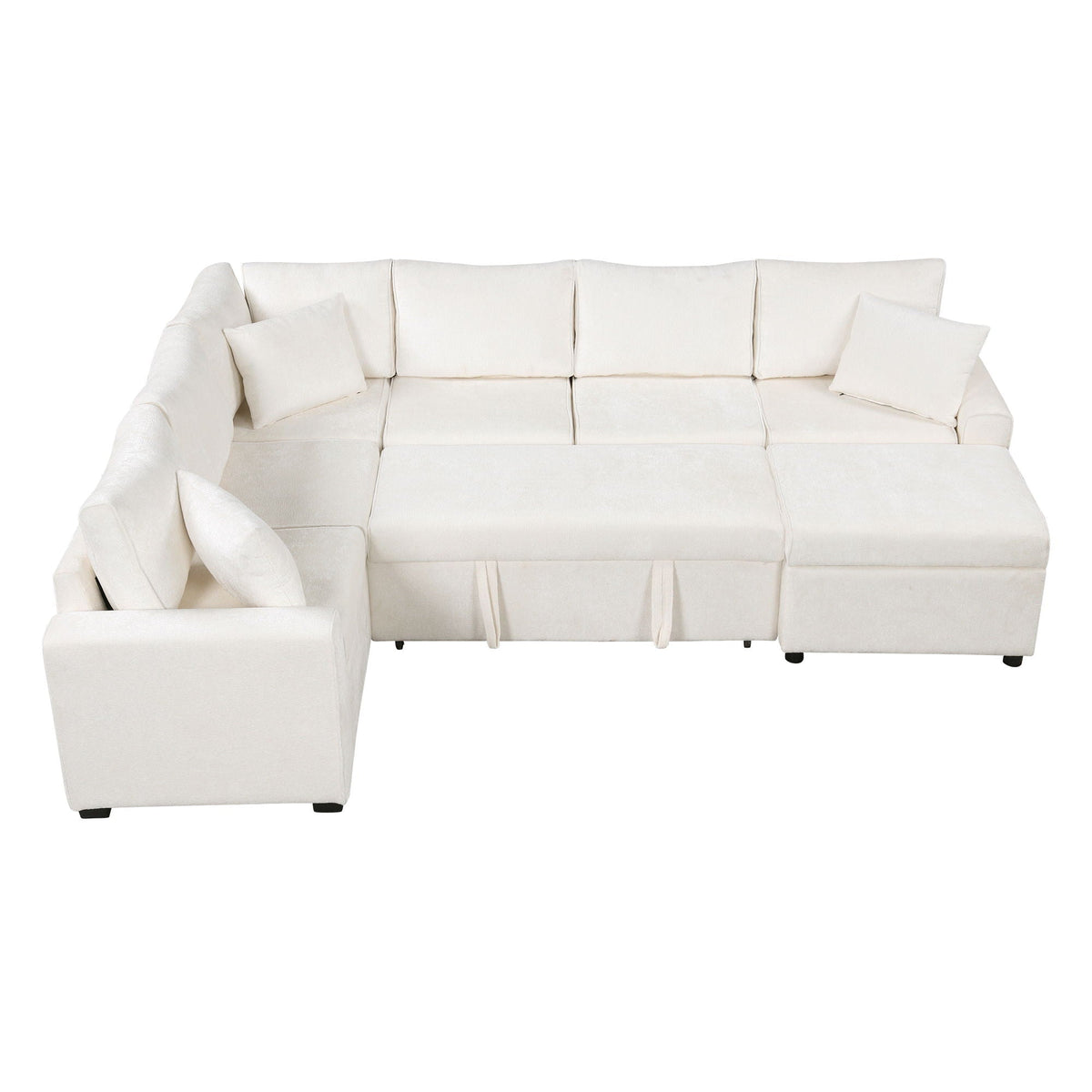 Sleeper Sectional Sofa with Storage Ottoman and USB Charging - White or Dark Gray