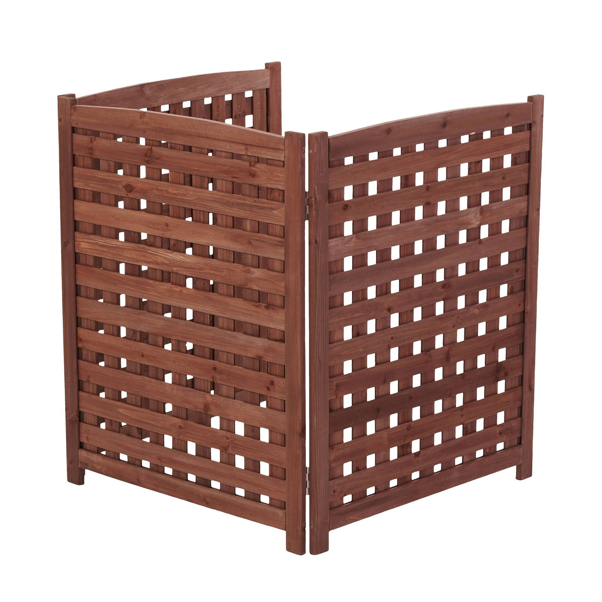 3 Panel Outdoor Air Conditioner Fence Screen with Solid Wood - Light Brown or Dark Gray