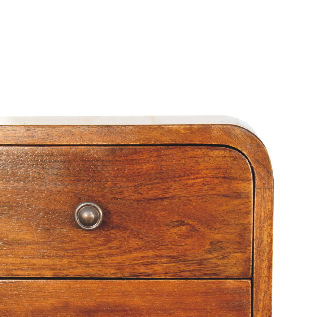 Solid Wood Floating Mini Nightstand with Two Drawers - Chestnut
