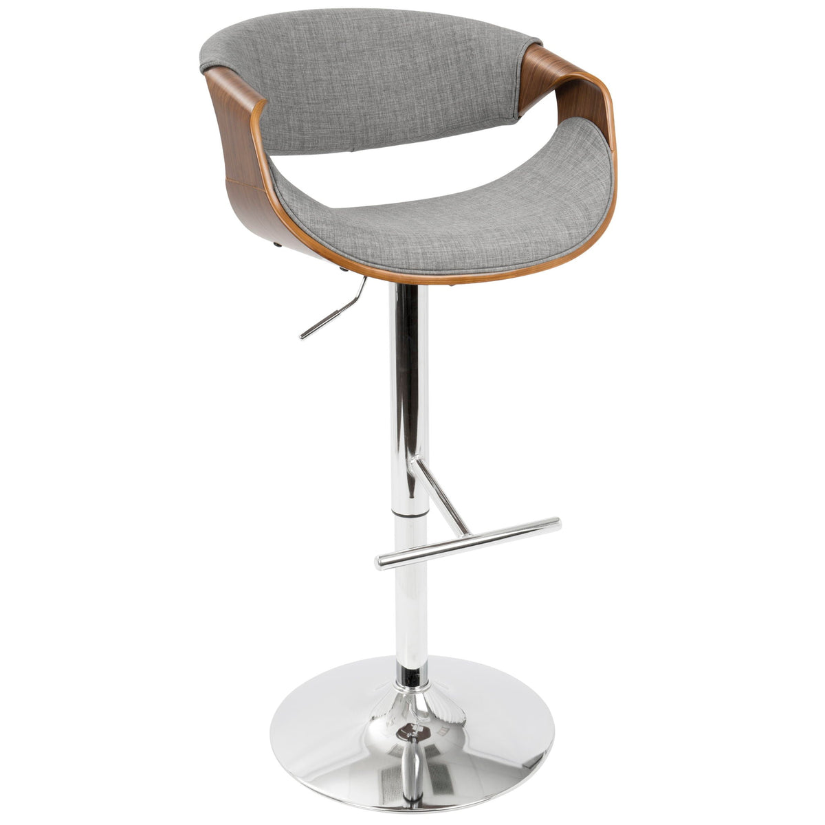 Mid Century Modern Adjustable Barstool with Swivel and T Footrest - Multiple Colors