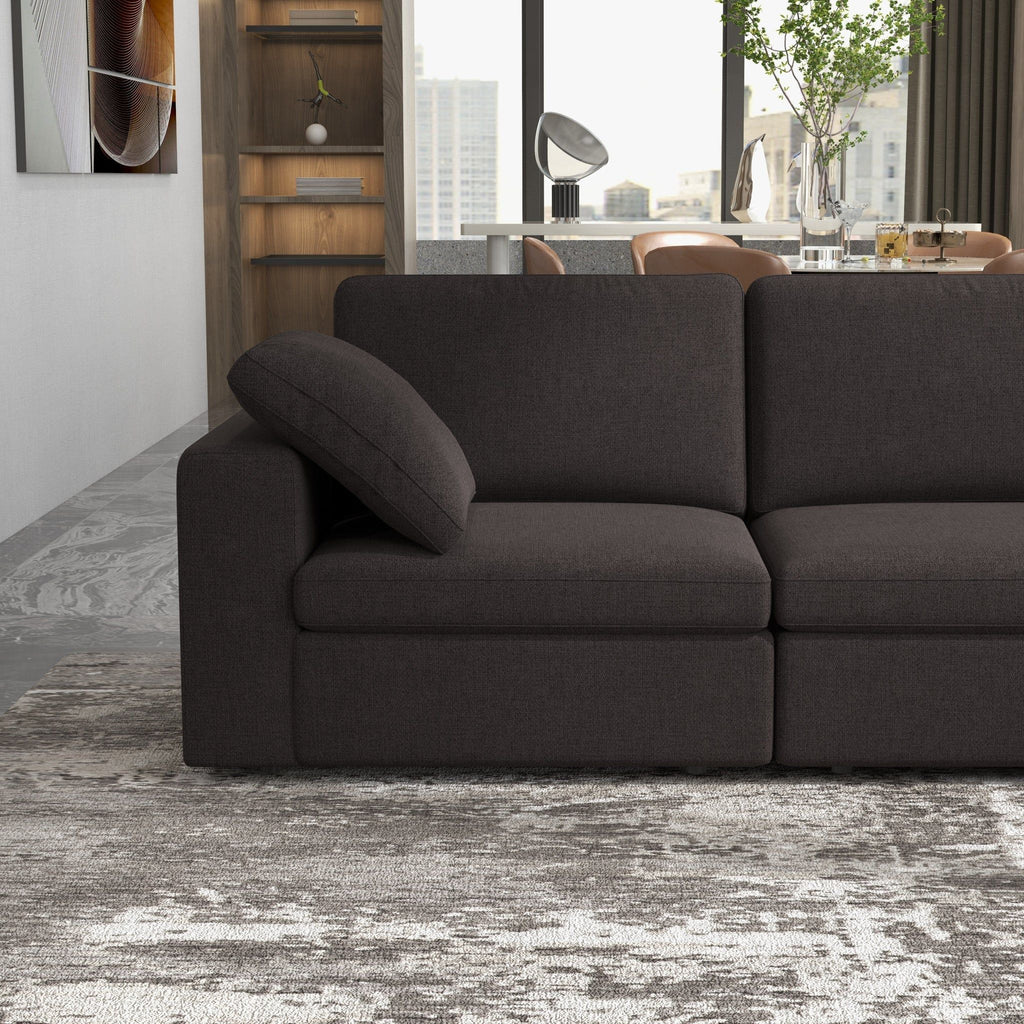 Dark Gray Modular Corner Sectional Sofa with Mid-Century Modern Design - Left Arm Facing