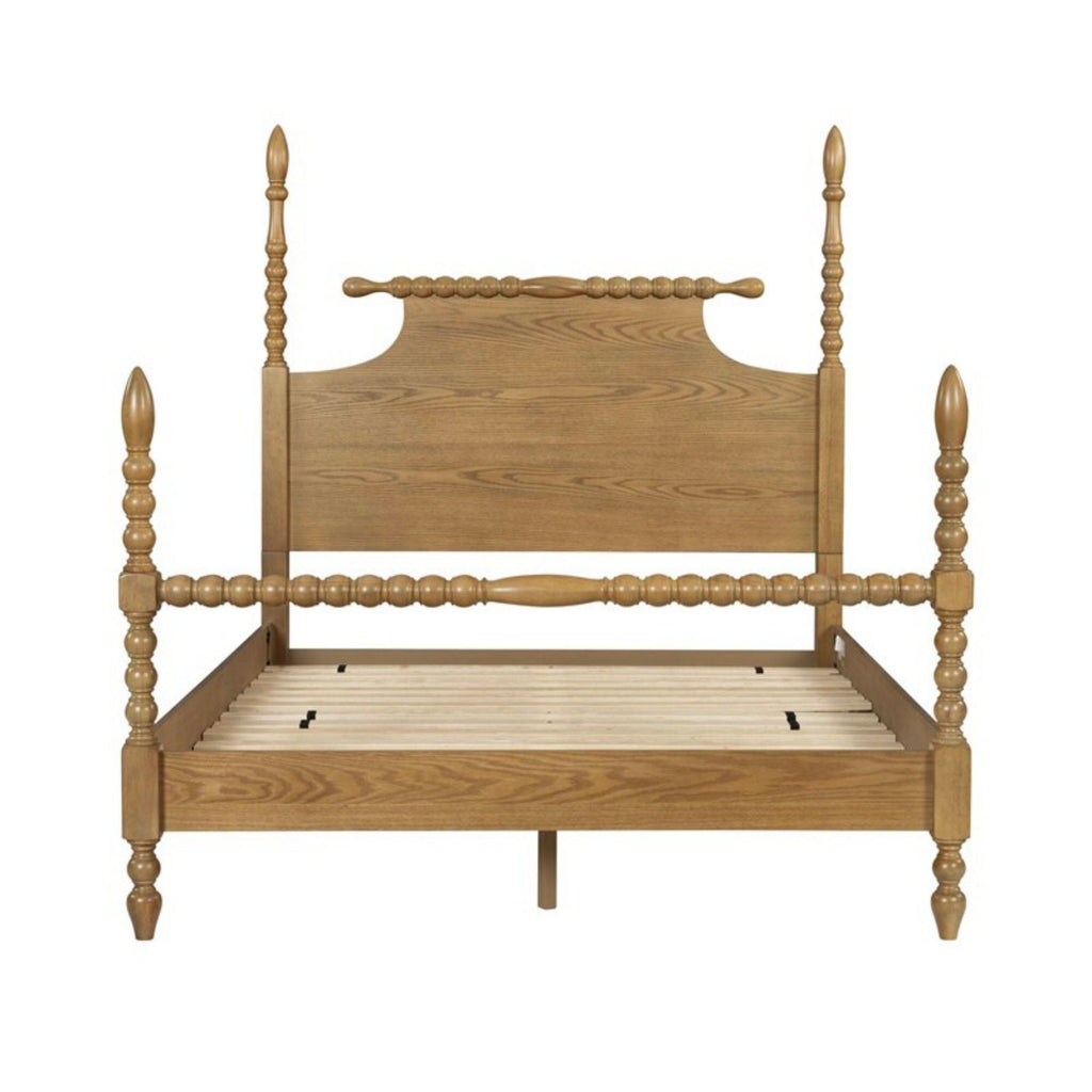 Queen Platform Bed with Turned Legs - Natural