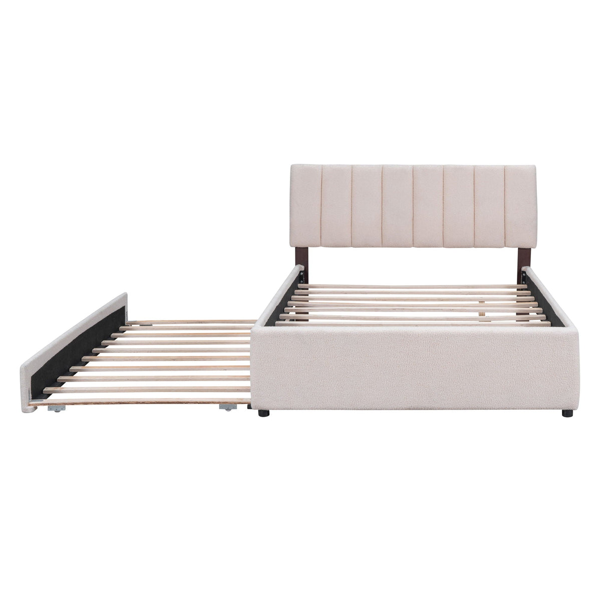 Upholstered Platform Bed With Trundle and LED Lights - Full or Queen