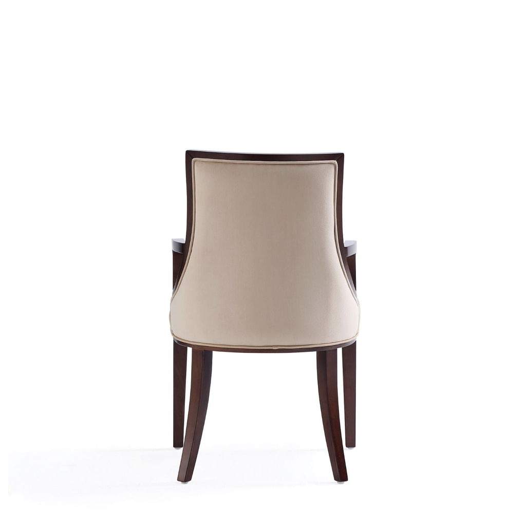 Tan Armchair with Solid Wood Frame and Plush Upholstery