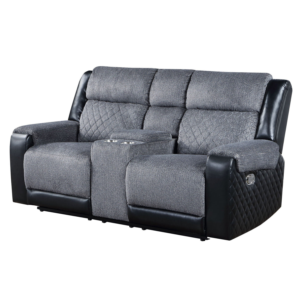 Gray Console Reclining Loveseat with Center Storage - Gray