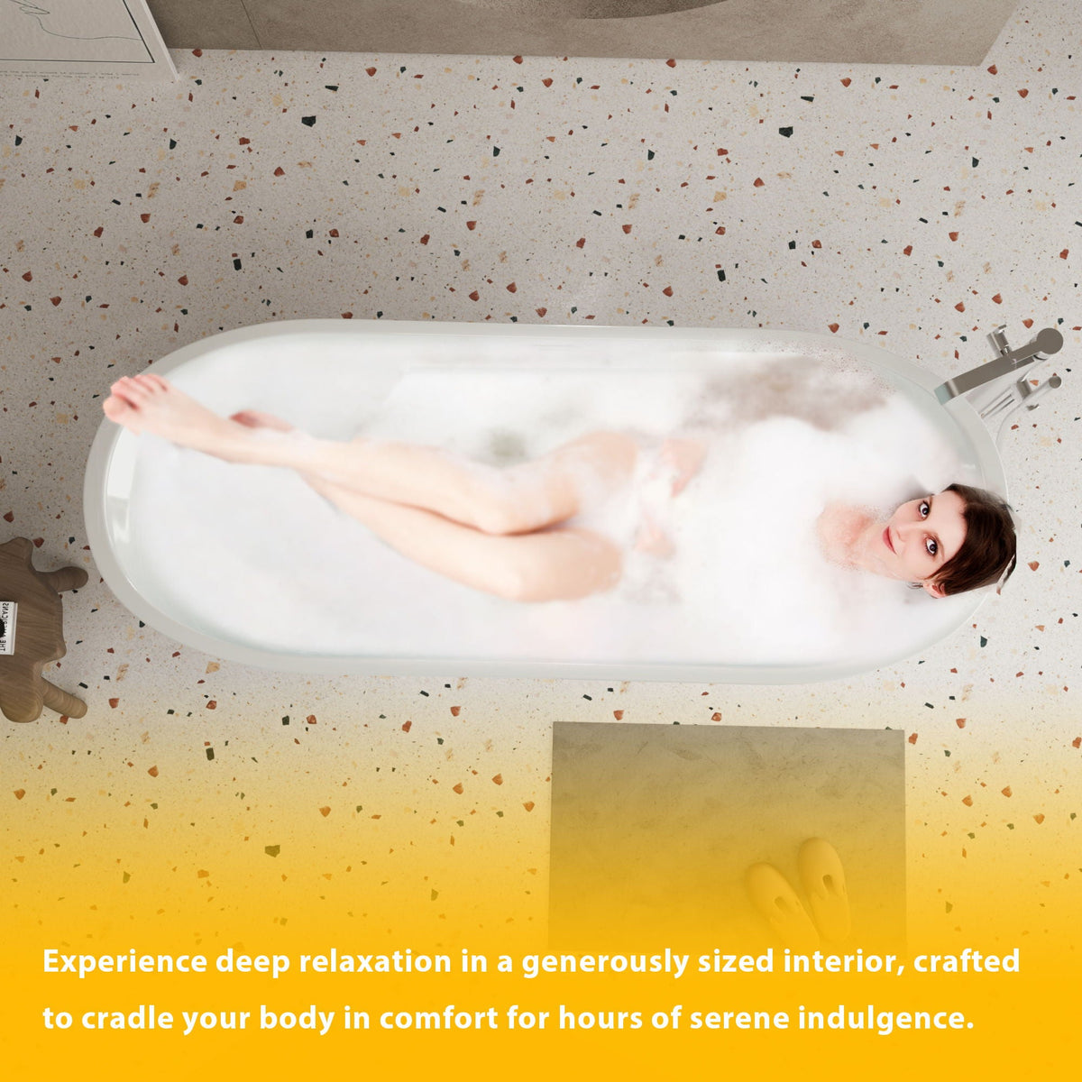 Freestanding Bathtub with Diamond Pattern Design - White or Black