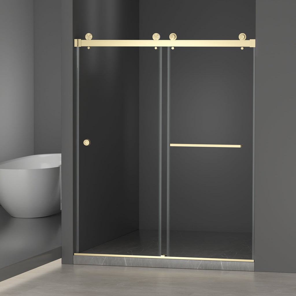 Frameless Shower Door with Double Sliding Design - Brushed Finish
