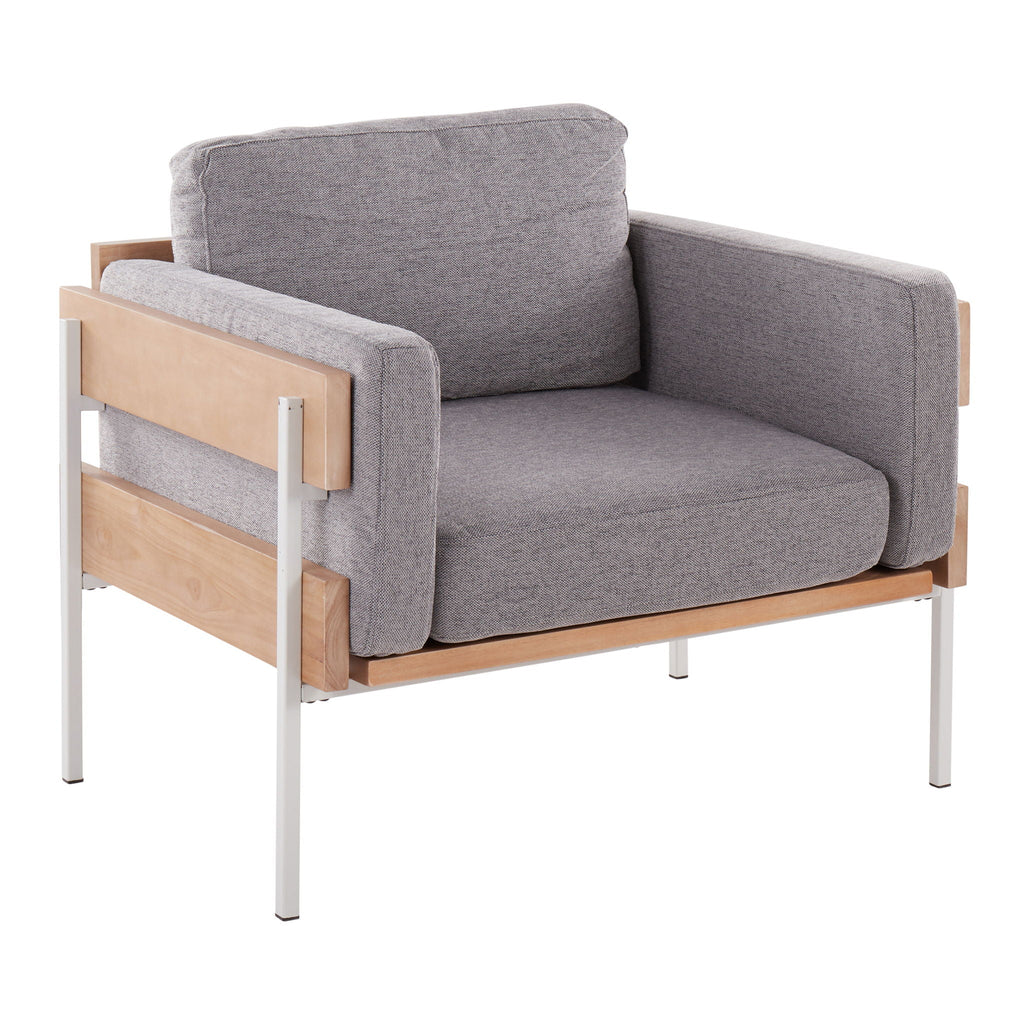 Stylish Materials Farmhouse Arm Chair with Cushioned Seating - Gray or Green