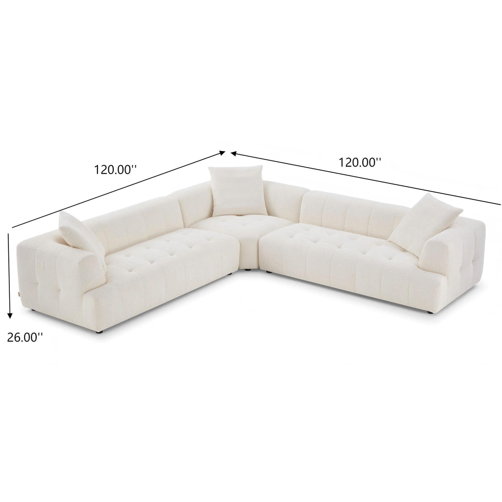 Elegant Upholstery Corner Sofa with Durable Frame - Beige