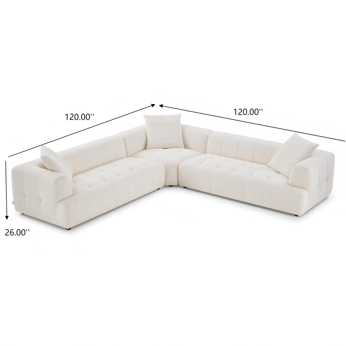 Elegant Upholstery Corner Sofa with Durable Frame - Beige