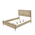 Light Brown Panel Bed with Slatted Headboard and Footboard - Wood