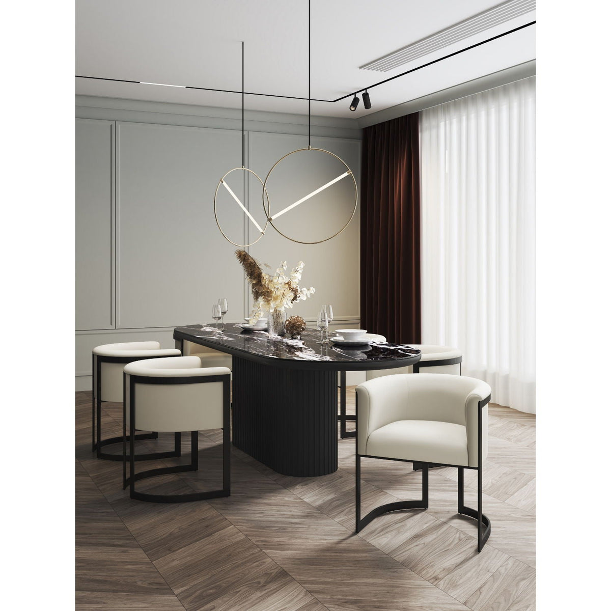 Corso Dining Chair with Modern Metal Frame - Available in Beige, Light Brown, Dark Gray