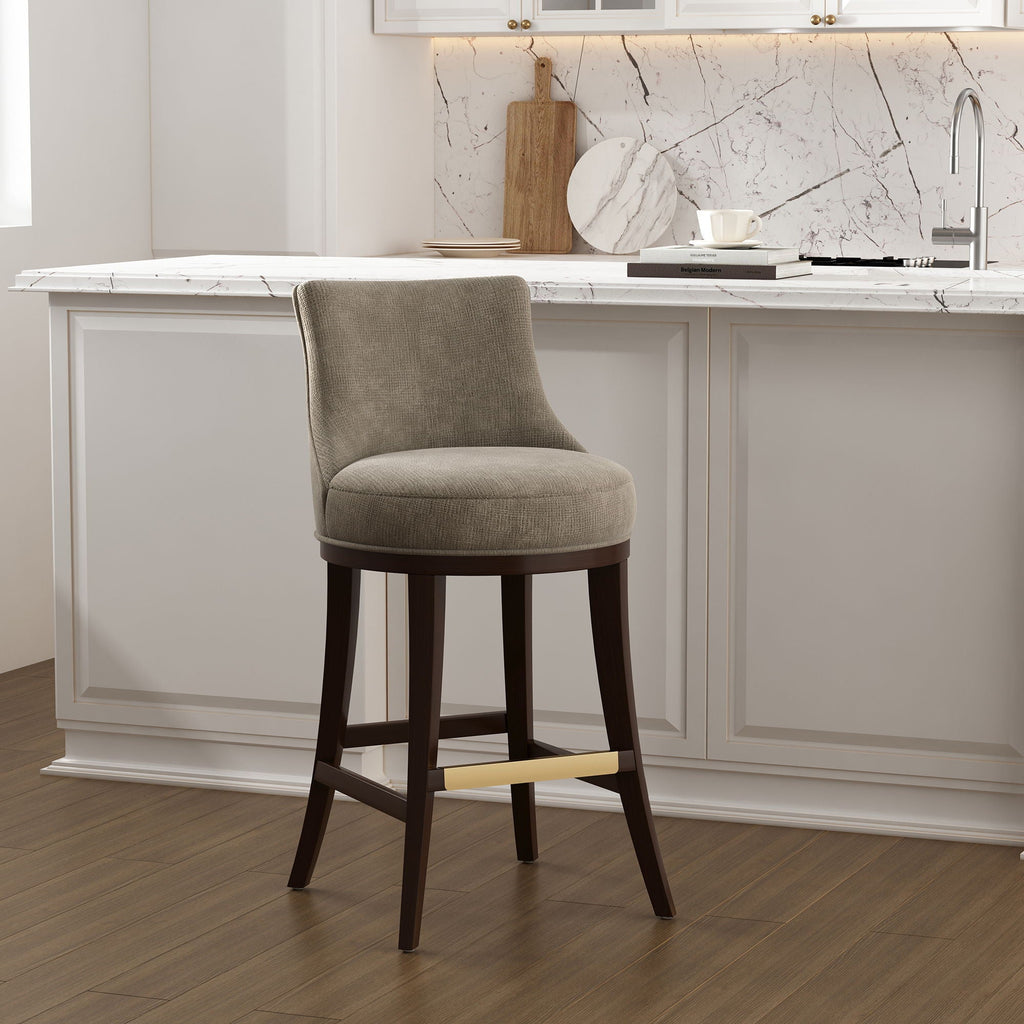 Bar Height Barstool with Backrest - Green, Light Brown, or Beige