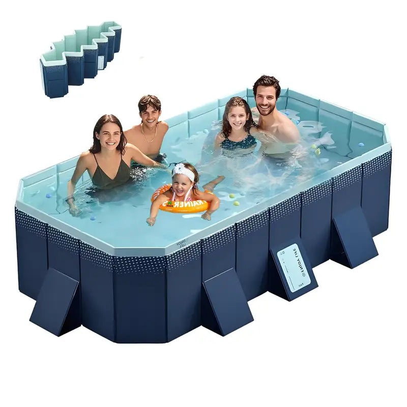 PVC Folding Pool with Durable Construction - Blue