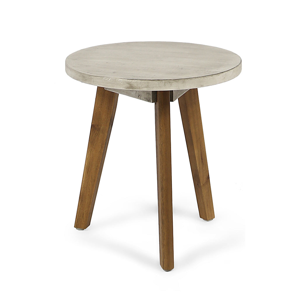 Acacia Wood Marina Side Table with Tripod Base - Gray or Light Gray