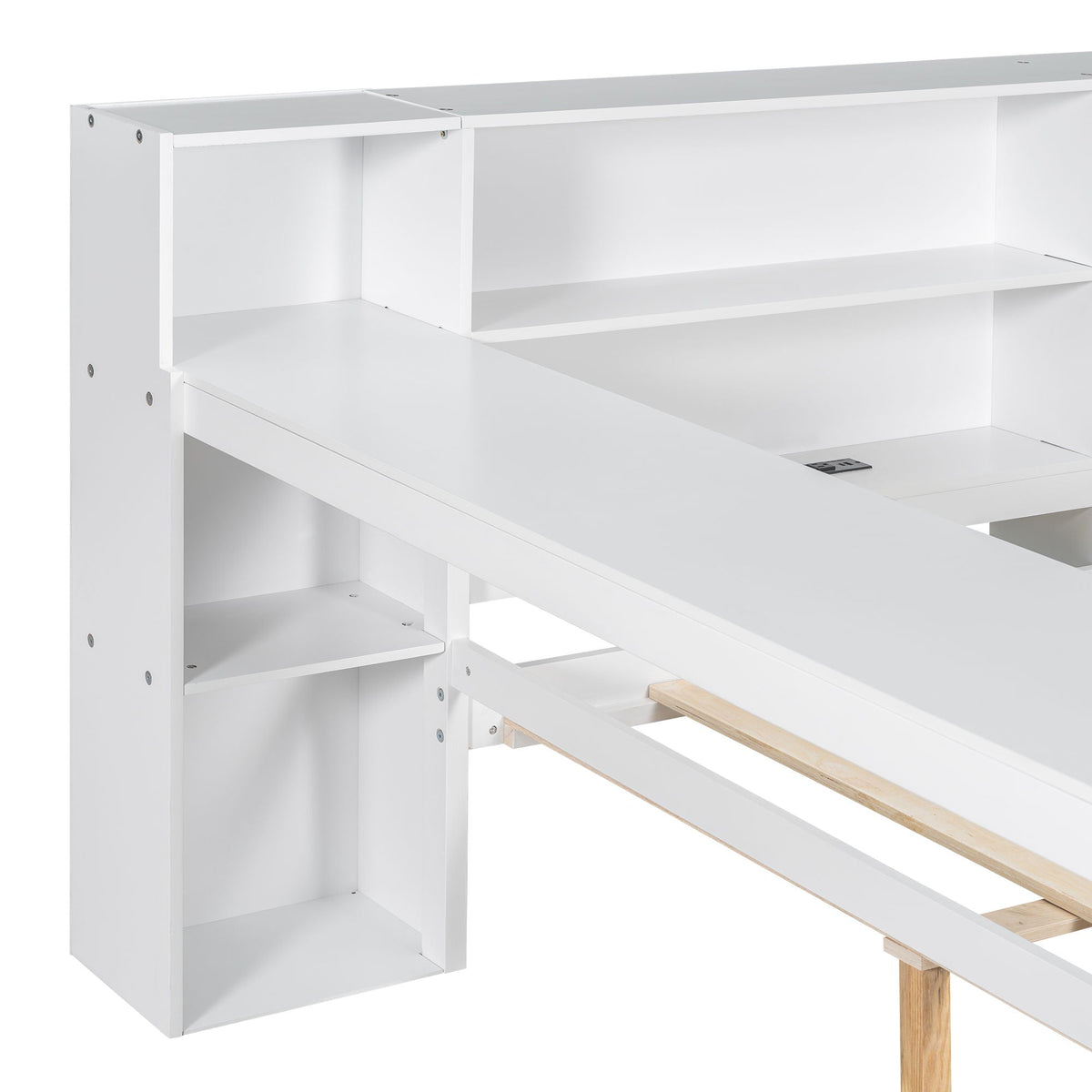 Platform Storage Bed with Shelves, Desk, Charging Station & LED - Full Size