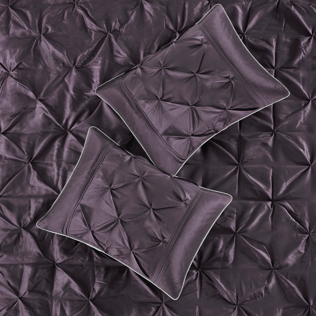 7 Piece Tufted Comforter Set with Elegant Detailing - Deep Plum