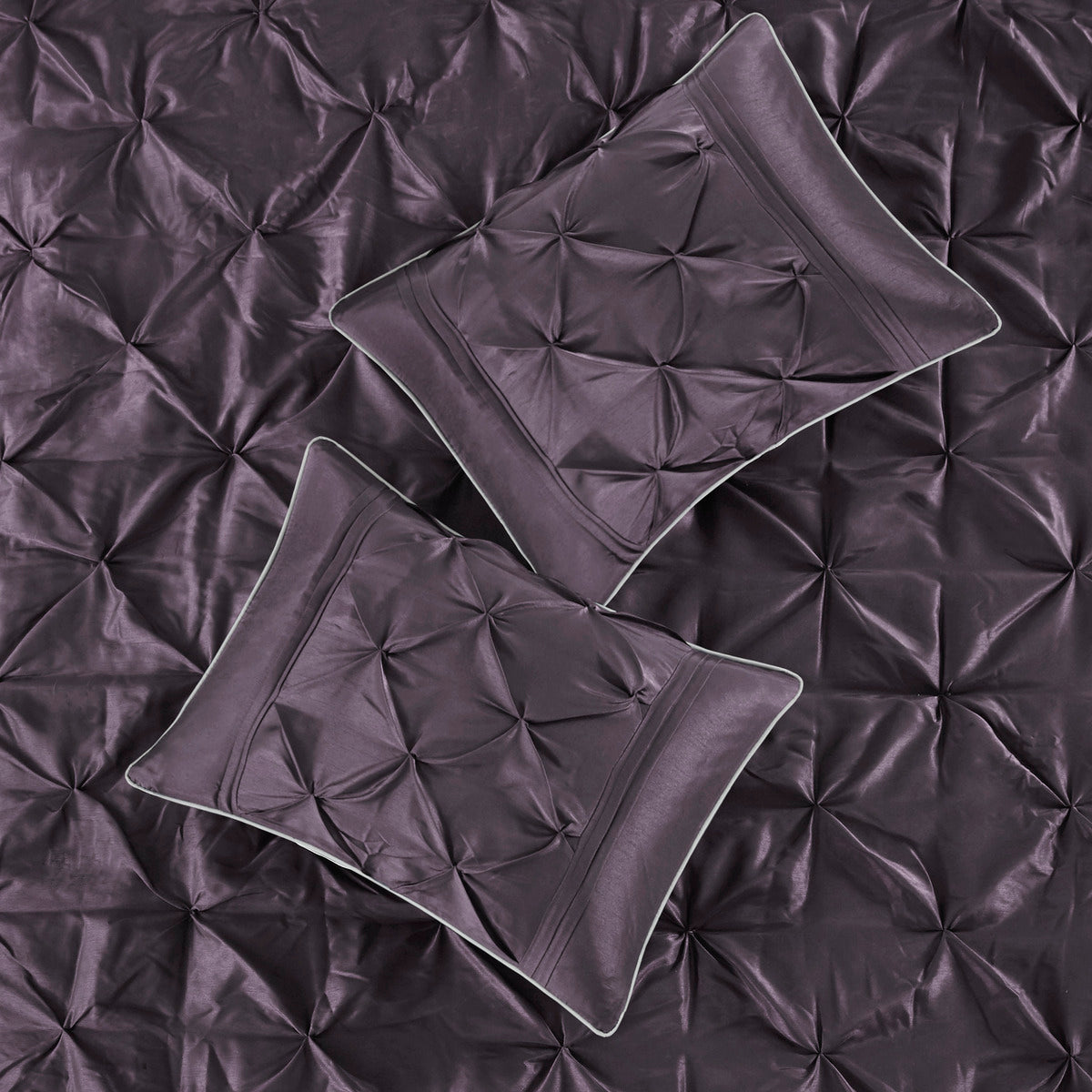 7 Piece Tufted Comforter Set with Elegant Detailing - Deep Plum