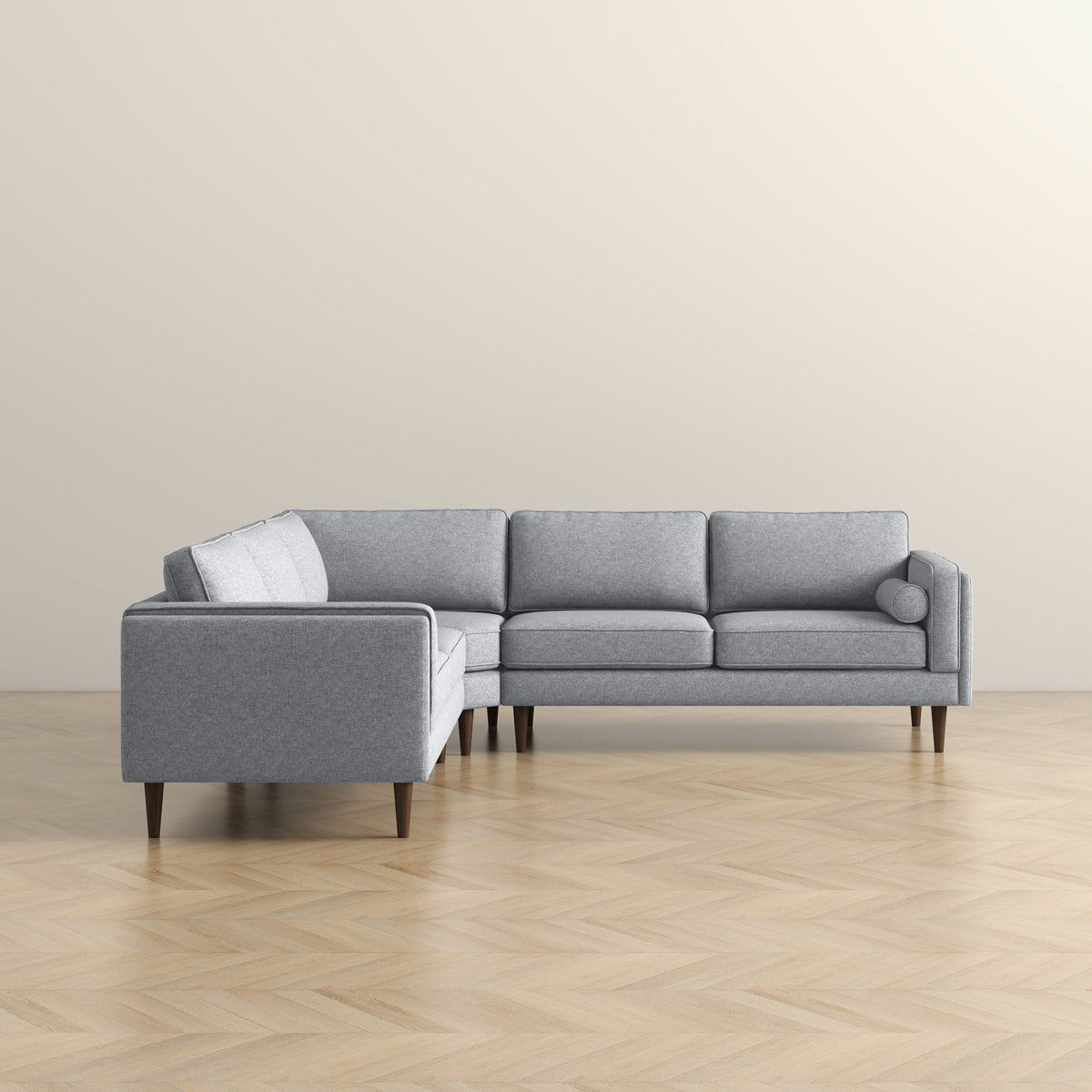 Amber Light Sectional Sofa with Removable Cushions - Light Fabric
