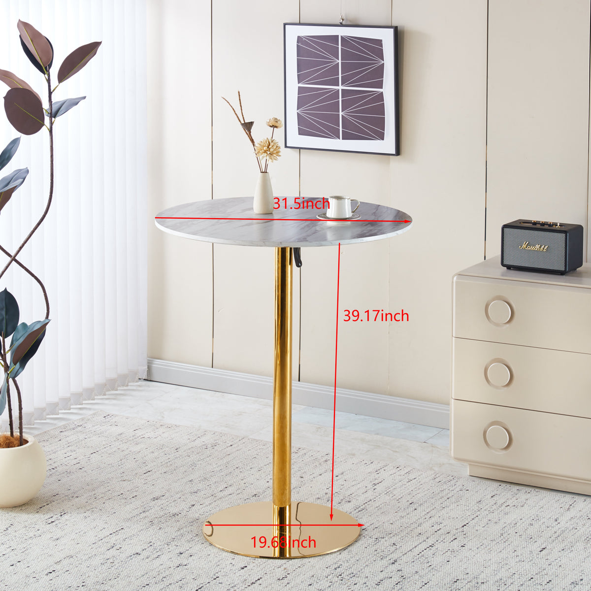 31.5" Folding Golden And Table with MDF Top - Gold