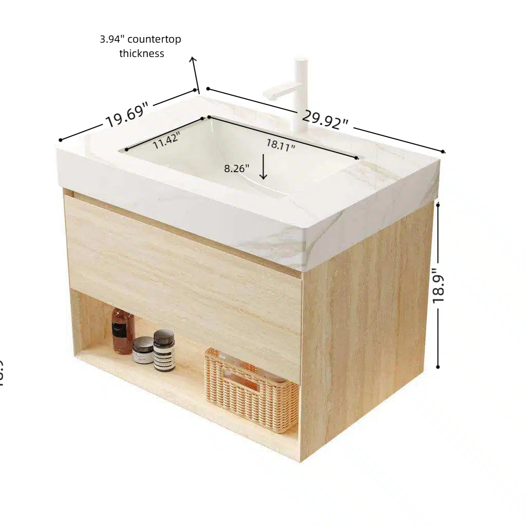 Frigga 30" Bathroom Vanity & Sink with Storage Cabinet - Oak