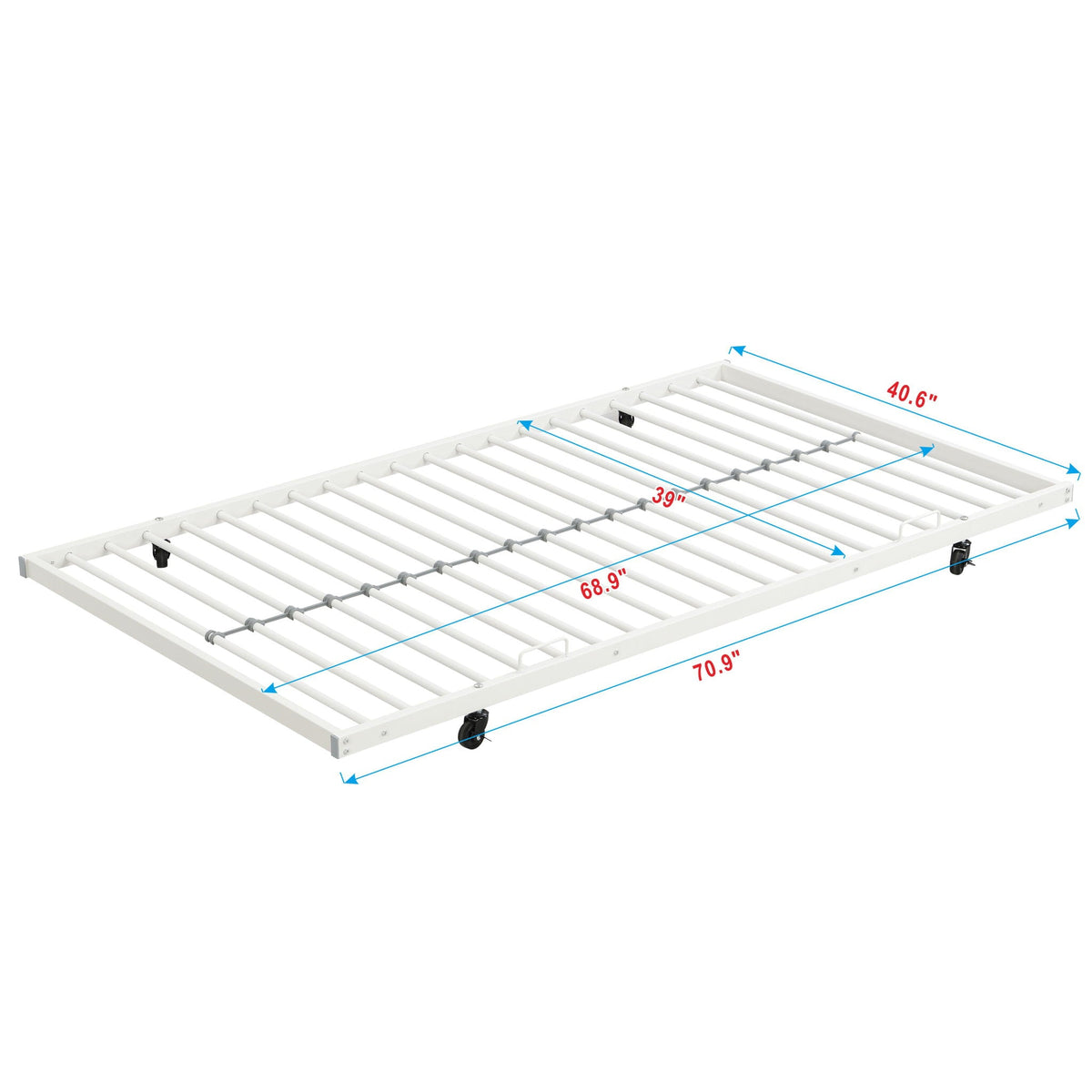 Twin Over Twin Bunk Bed with Trundle - Sturdy Metal Frame - Pearl Silver, White, or Pink