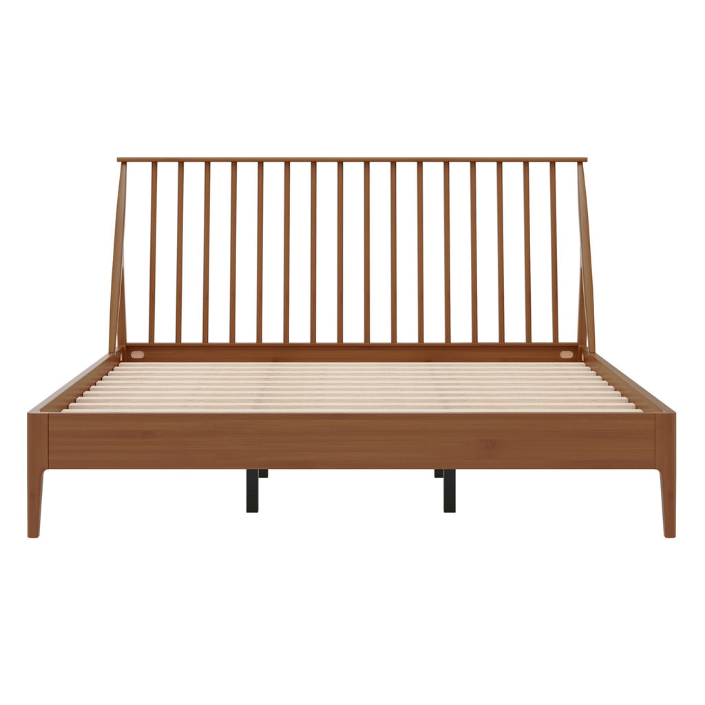 Bohemian Platform Bed with Tall Headboard - Dark Brown or Black