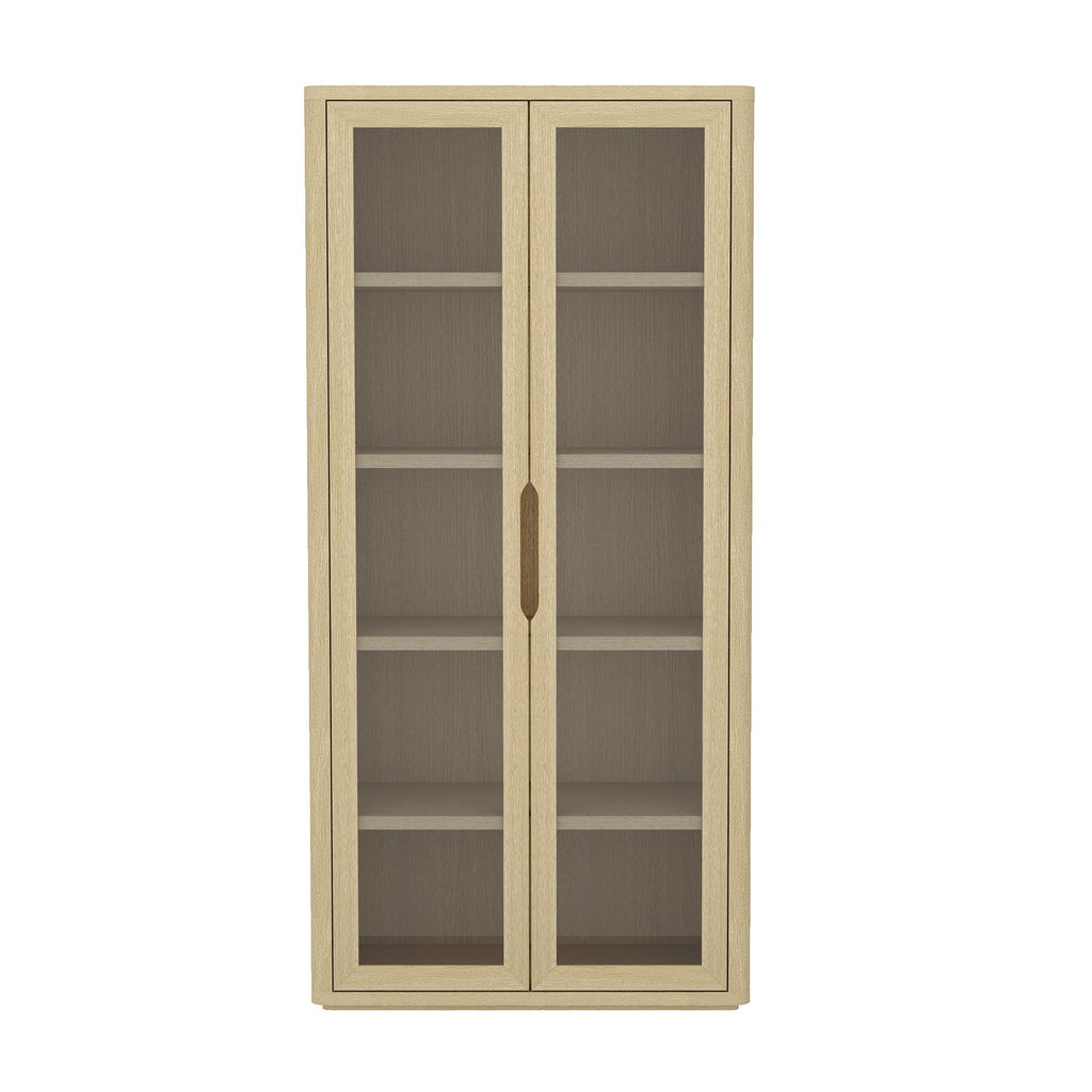 Bookcase Cabinet with Glass Doors and Adjustable Shelves - Light Brown, Dark Brown, Black
