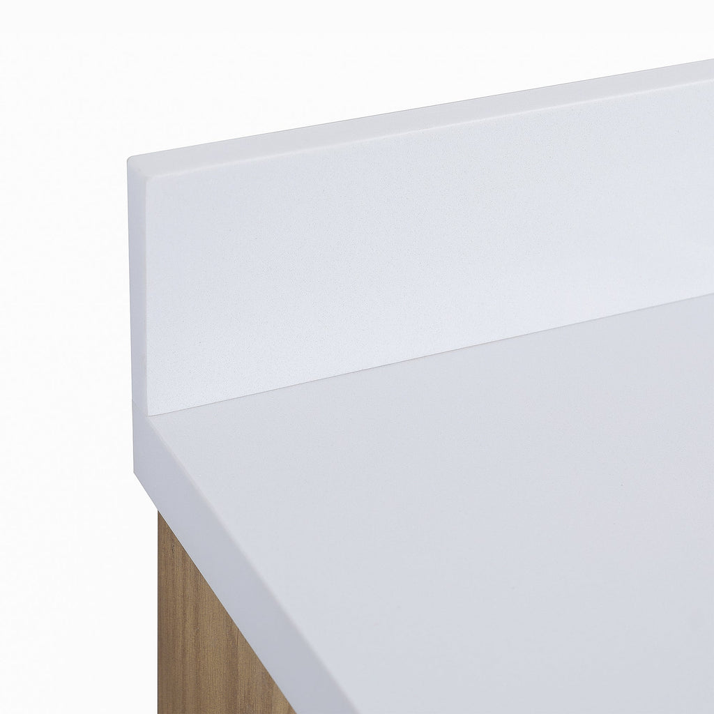 60'' Light Coffee Single Sink Bathroom Vanity with Marble Top - Solid Wood