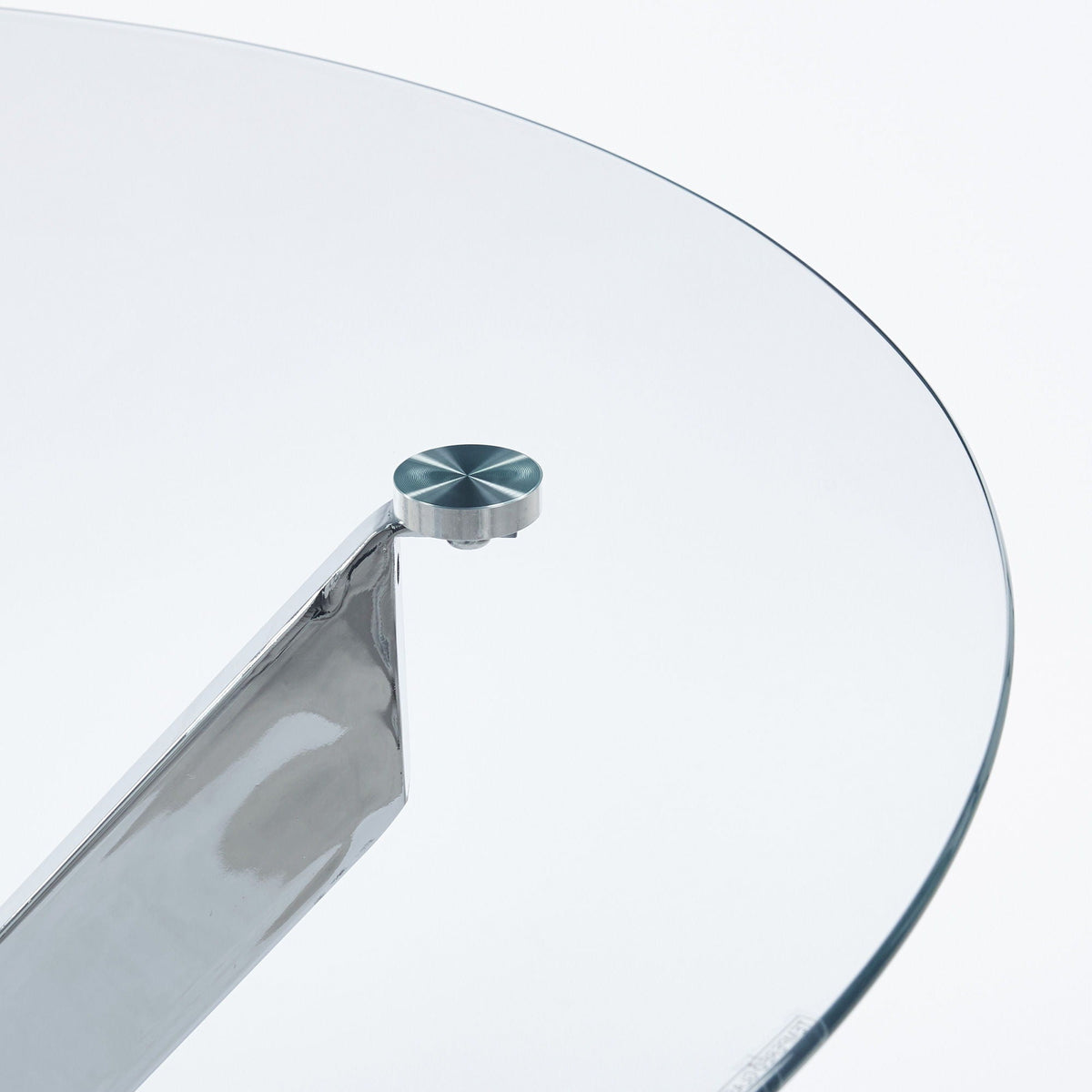Dining Table With Cross Metal Leg And Tempered Glass