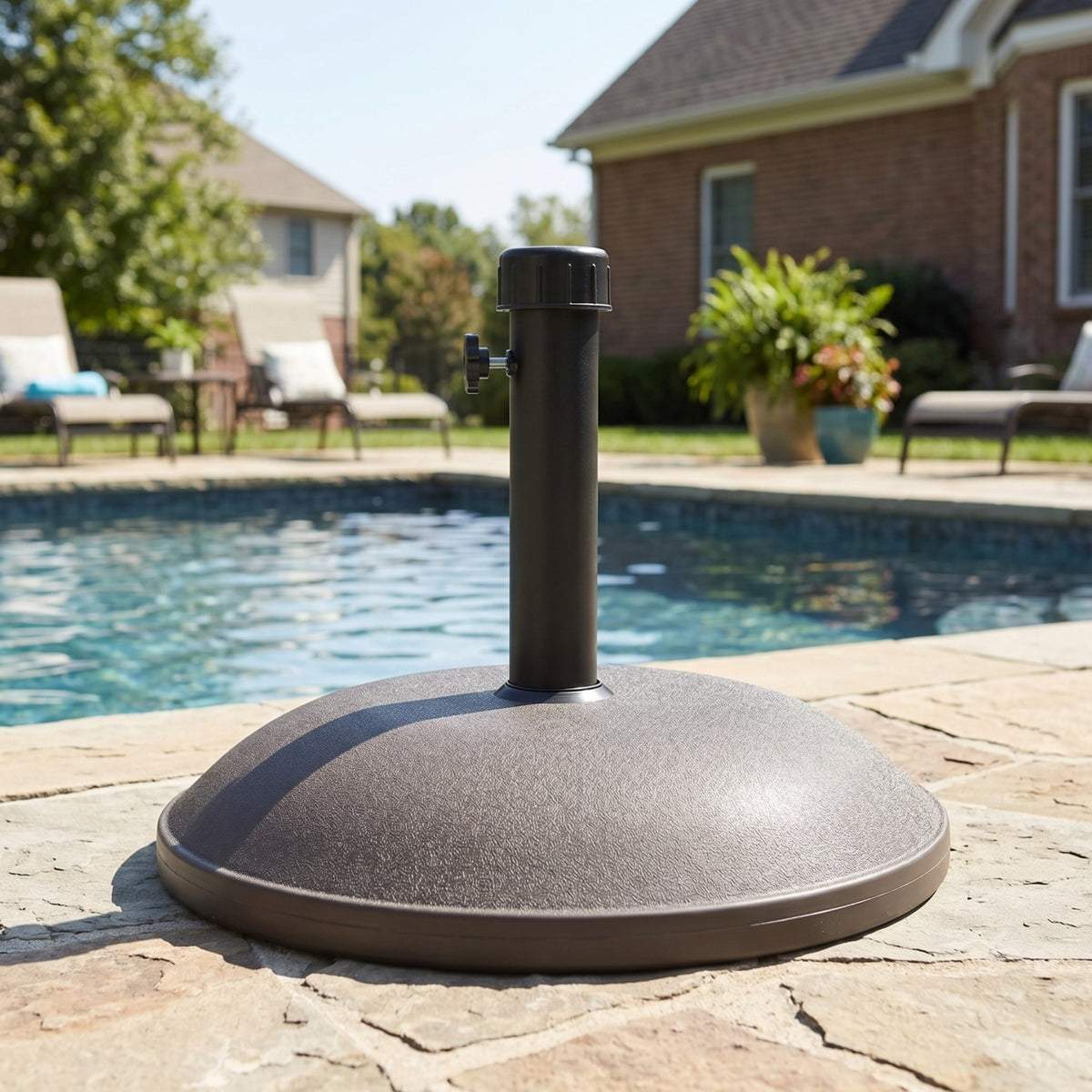 Outdoor 68-Pound Round Umbrella Base with Concrete Core - Brown