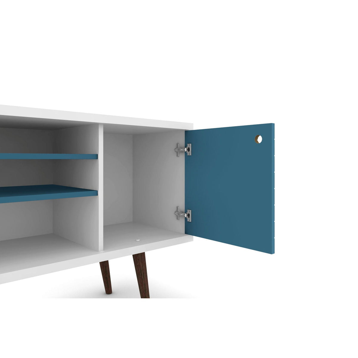 Smart Storage TV Stand with Solid Wood Legs - Multiple Colors