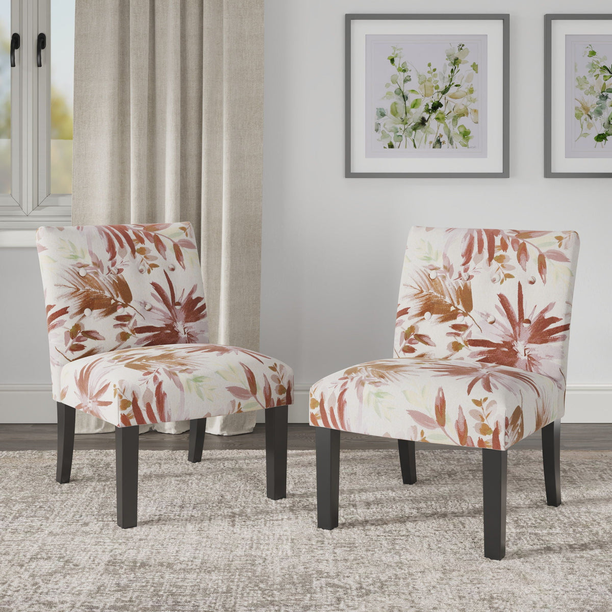 Floral Accent Chair with Modern Design - Red