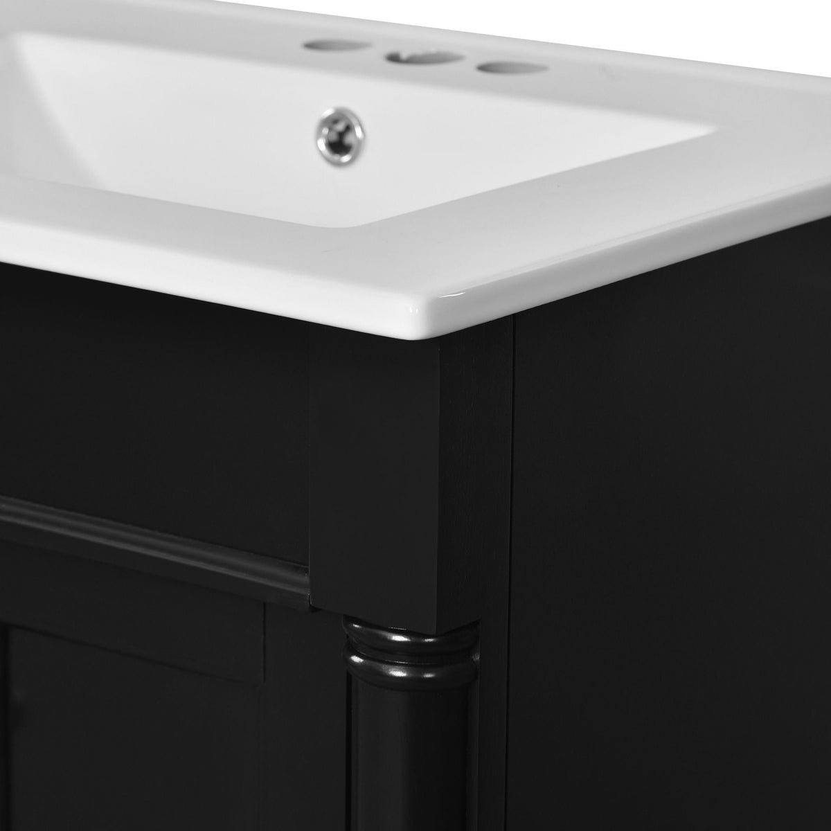 Bathroom Vanity With Top Sink and Two-Tier Storage Cabinet - Multiple Colors