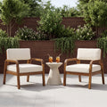 Outdoor Acacia Wood Armchair Set with Weather-Resistant Cushions - Light Teak