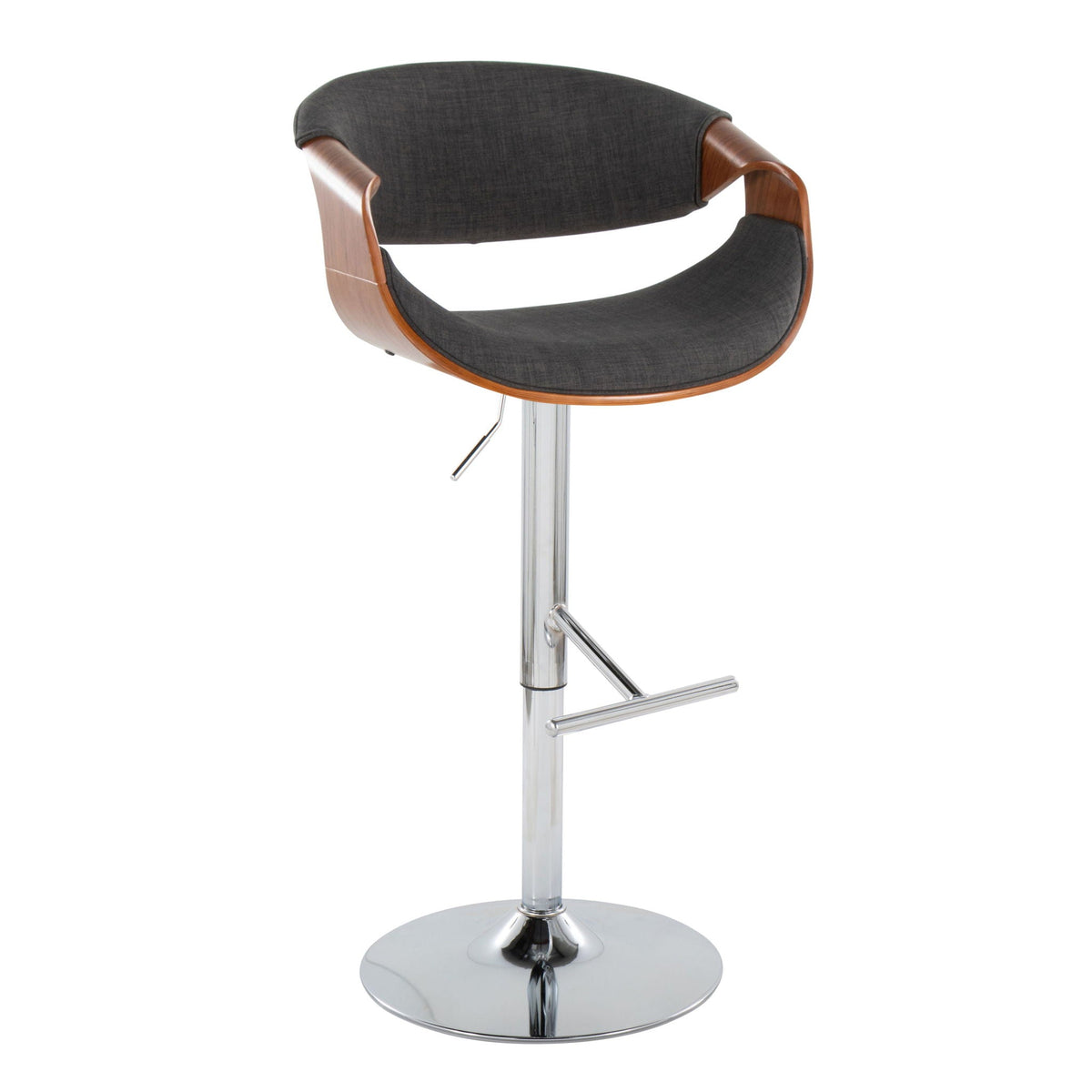 Mid Century Modern Adjustable Barstool with Swivel and T Footrest - Multiple Colors