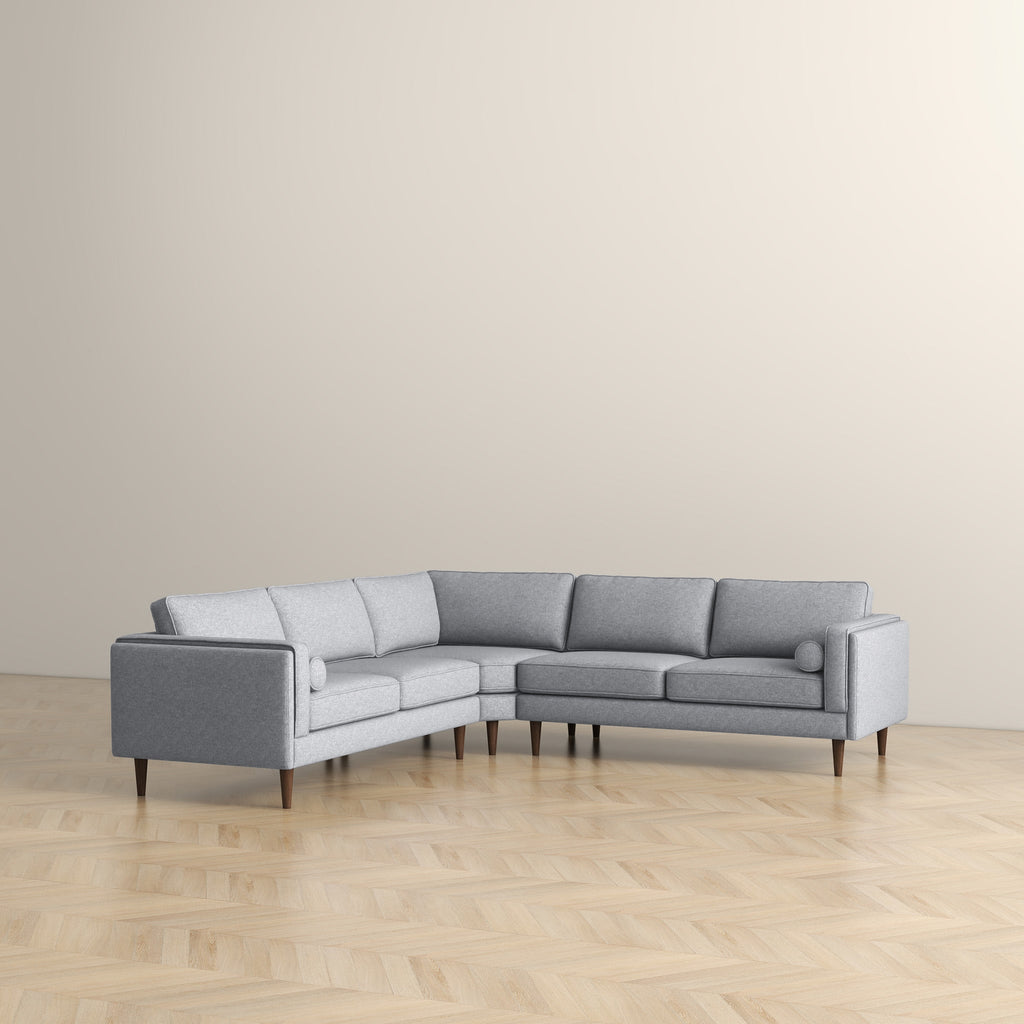 Amber Light Sectional Sofa with Removable Cushions - Light Fabric