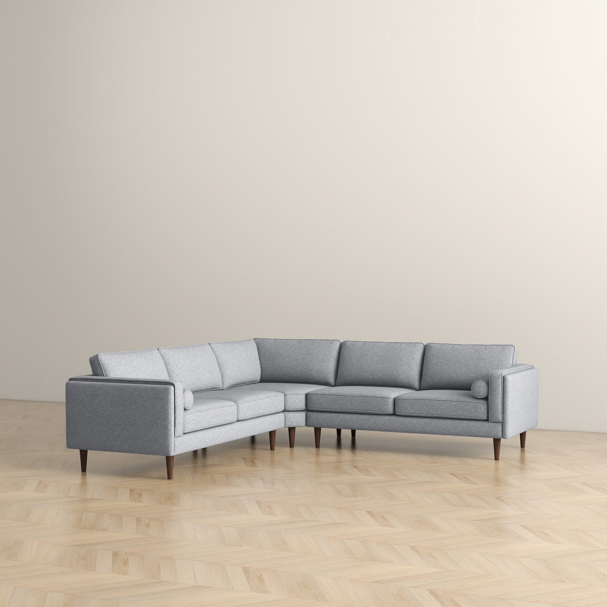 Amber Light Sectional Sofa with Removable Cushions - Light Fabric