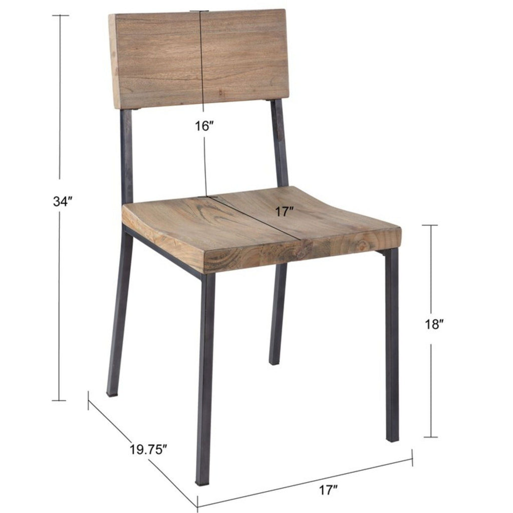 Tacoma Dining Chair Set with Solid Hardwood & Metal Construction - Gray