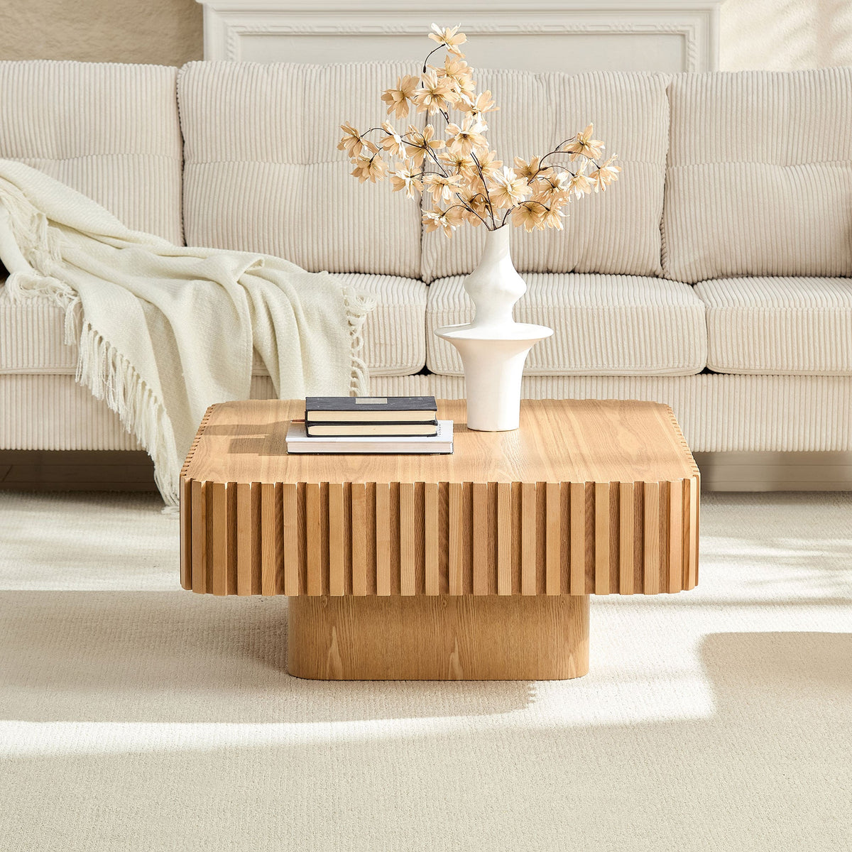 Modern Drum Coffee Table with Durable MDF Construction - 31.5"