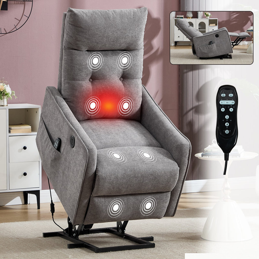 Chenille Lift Recliner Chair with Single Motor - Light Gray