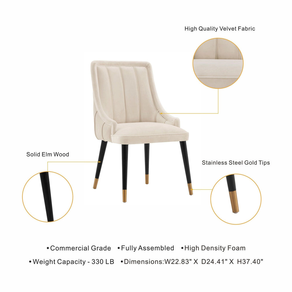 Eda Dining Chair with Stitched Upholstery - Multiple Colors