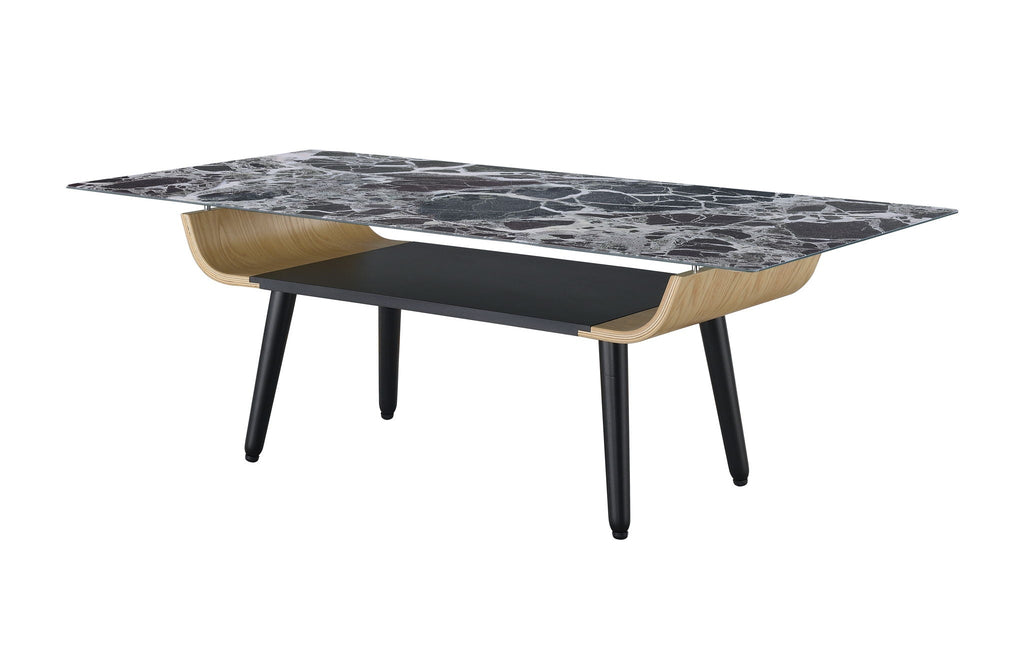 Landon Coffee Table with Glass Marble Texture Top