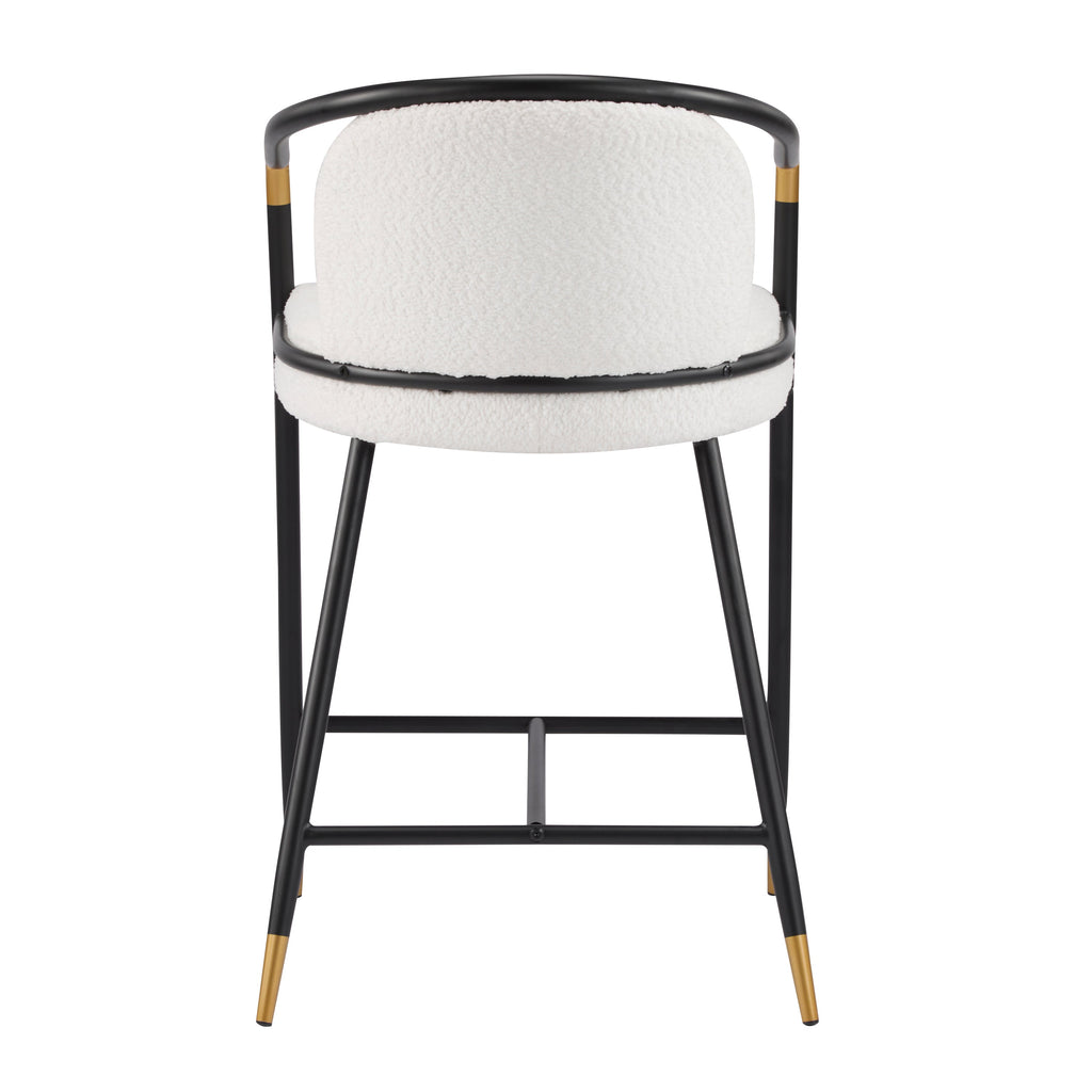 26" H Upholstered Counter Stool with Metal Frame - Set of 2 - Beige