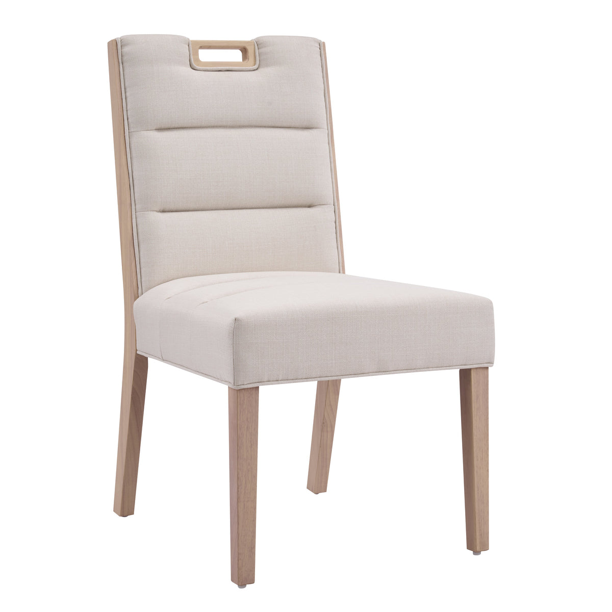 Upholstered Armless Dining Chairs with Solid Rubber Wood Frame - Beige