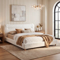 Minimalist Curved Headboard Bed with Teddy Fleece - King