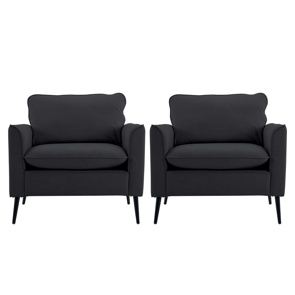 Nordic Retro Light Luxury Upholstered Sofa Chair Set of 2 with Cushions - Multiple Colors